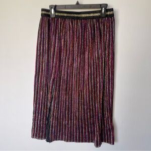 Topshop Metallic Glittery Semi Sheer Multistripe Festival Midi Skirt: US 10